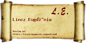 Lincz Eugénia névjegykártya
